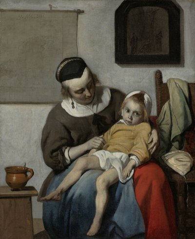 Il bambino malato, c.1664-6 da Gabriel Metsu